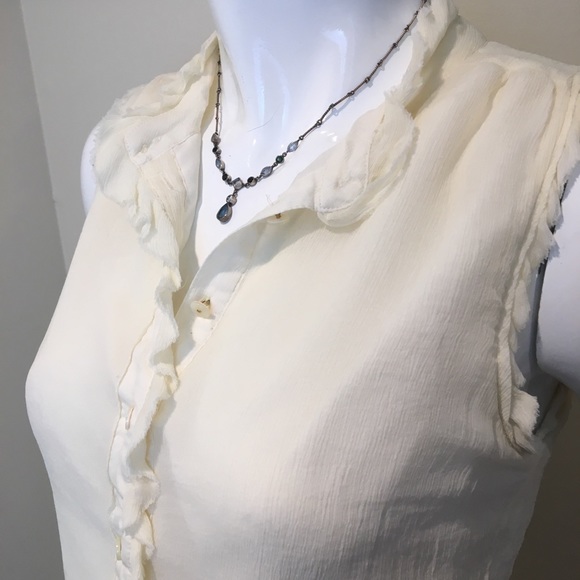 J. Crew Tops - J. Crew Sleeveless Silk Ruffled Henley Top size 2